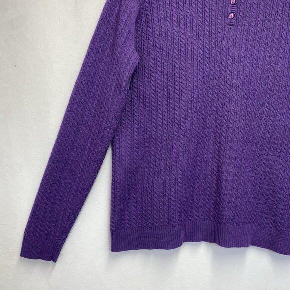 Laura Scott Cable Knit Henley Neck Pullover Sweater Women Size XL Purple Stretch - Picture 14 of 16